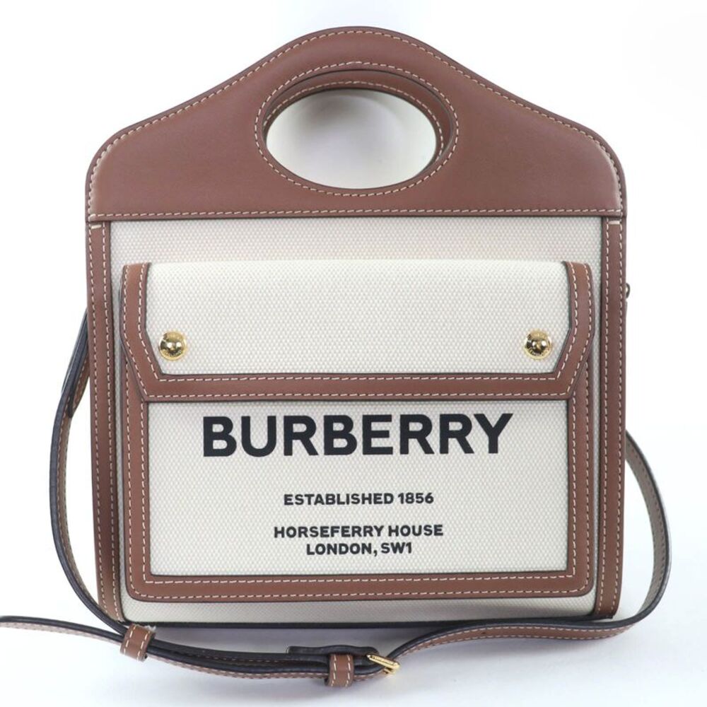Burberry Pocket Cotton Canvas Leather 2way Shoulder Bag